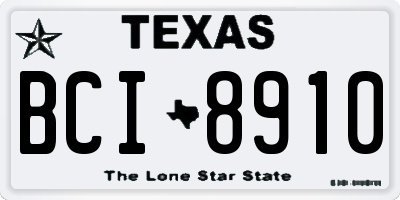 TX license plate BCI8910