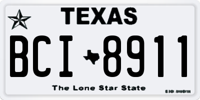 TX license plate BCI8911