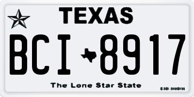 TX license plate BCI8917