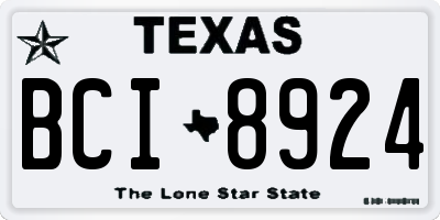 TX license plate BCI8924