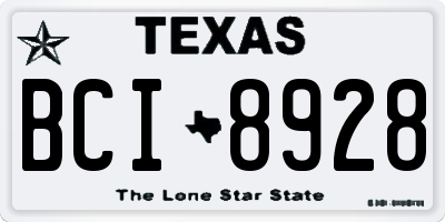 TX license plate BCI8928