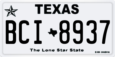 TX license plate BCI8937