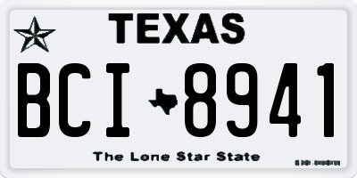 TX license plate BCI8941