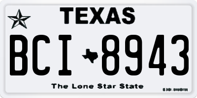 TX license plate BCI8943