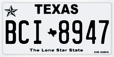 TX license plate BCI8947