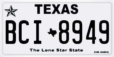 TX license plate BCI8949