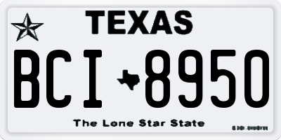 TX license plate BCI8950