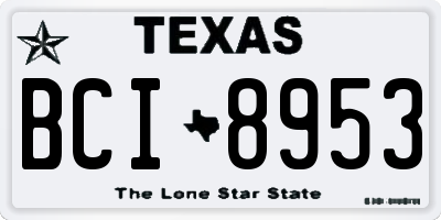 TX license plate BCI8953