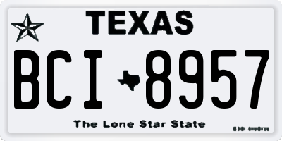 TX license plate BCI8957