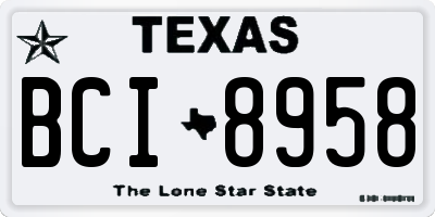 TX license plate BCI8958