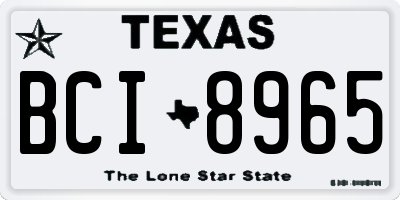 TX license plate BCI8965