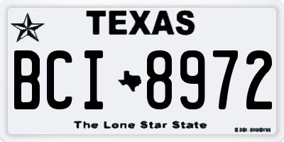 TX license plate BCI8972