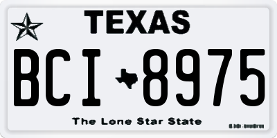 TX license plate BCI8975