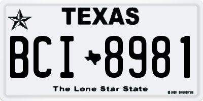 TX license plate BCI8981