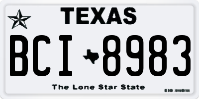 TX license plate BCI8983