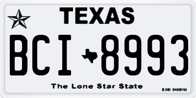TX license plate BCI8993