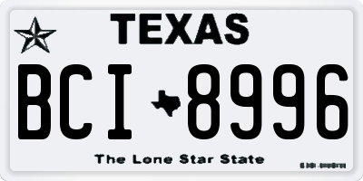 TX license plate BCI8996