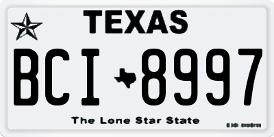 TX license plate BCI8997