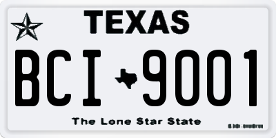 TX license plate BCI9001