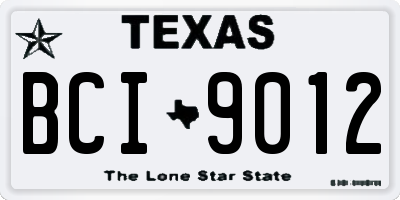 TX license plate BCI9012