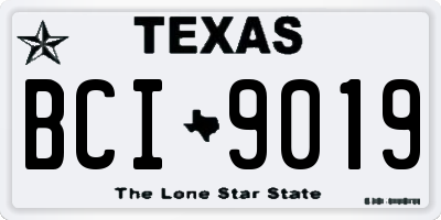 TX license plate BCI9019