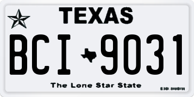 TX license plate BCI9031