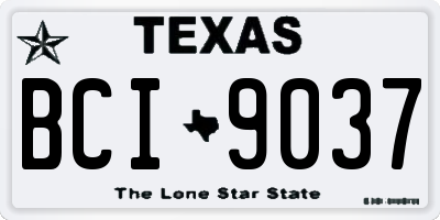 TX license plate BCI9037