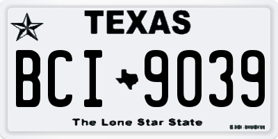 TX license plate BCI9039