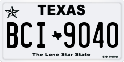 TX license plate BCI9040
