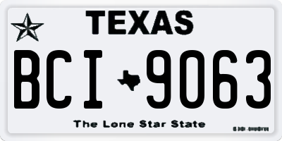 TX license plate BCI9063