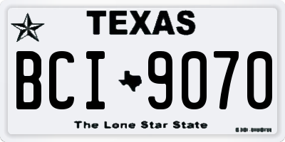 TX license plate BCI9070