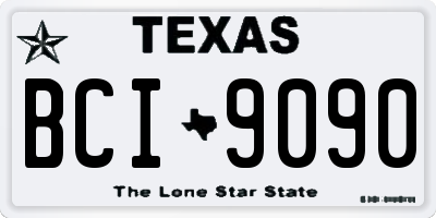TX license plate BCI9090