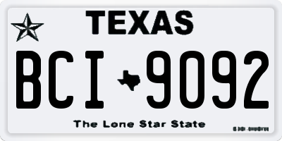 TX license plate BCI9092