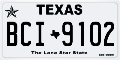 TX license plate BCI9102