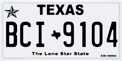 TX license plate BCI9104