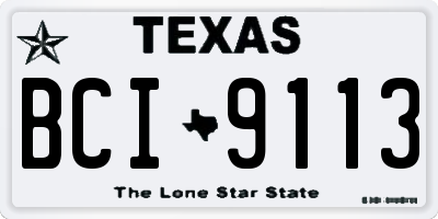 TX license plate BCI9113