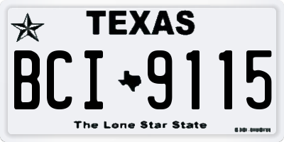 TX license plate BCI9115