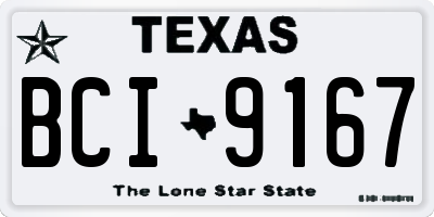 TX license plate BCI9167