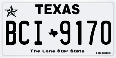 TX license plate BCI9170