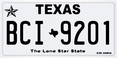 TX license plate BCI9201