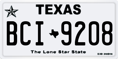 TX license plate BCI9208