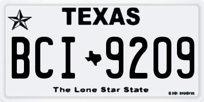 TX license plate BCI9209