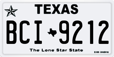 TX license plate BCI9212