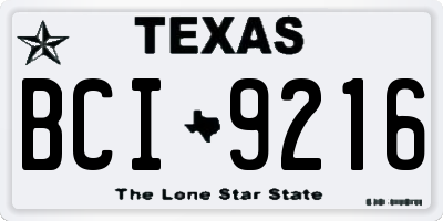 TX license plate BCI9216