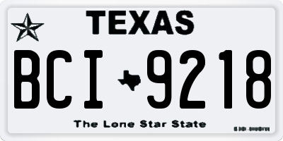 TX license plate BCI9218