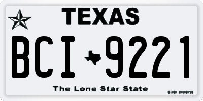 TX license plate BCI9221