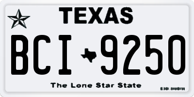 TX license plate BCI9250