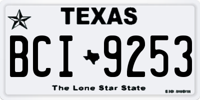 TX license plate BCI9253