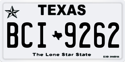 TX license plate BCI9262