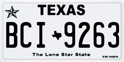 TX license plate BCI9263